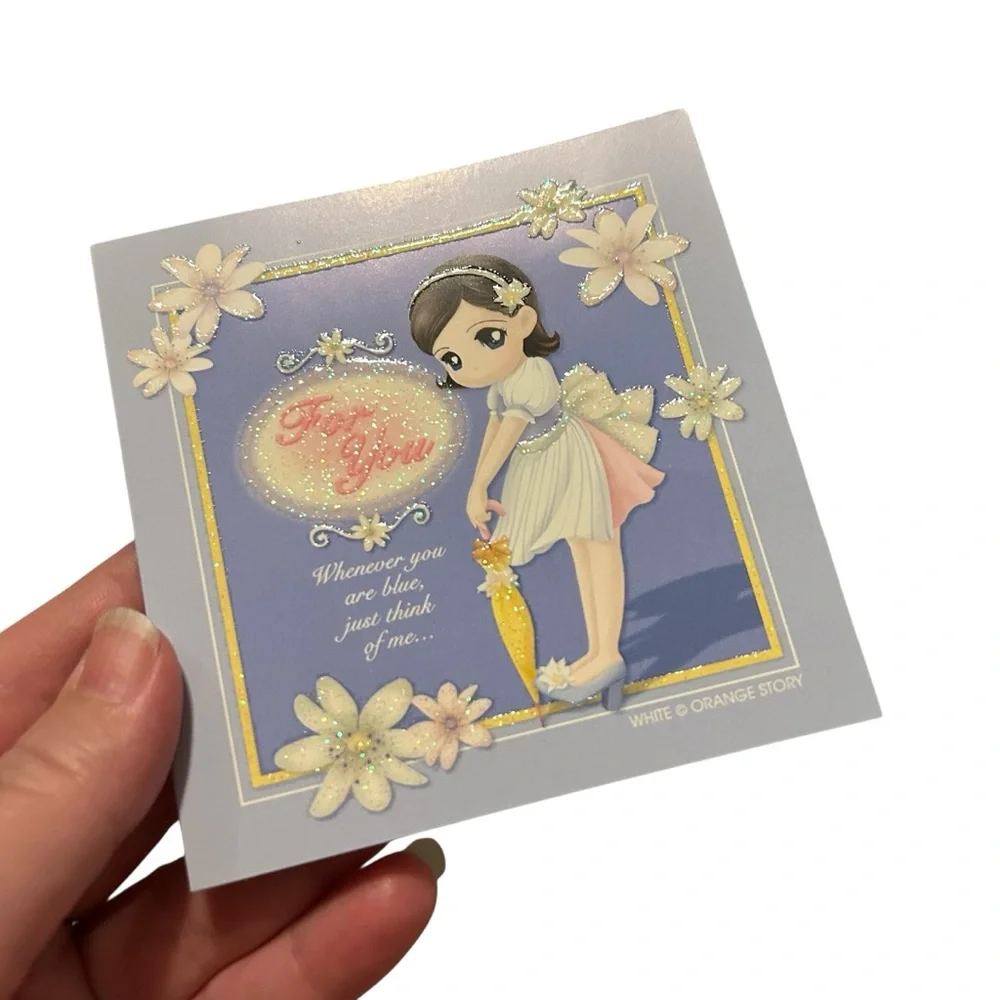 Vintage Y2K Orange Story Lovely White Greeting Card Korean Stationary Kawaii NWT